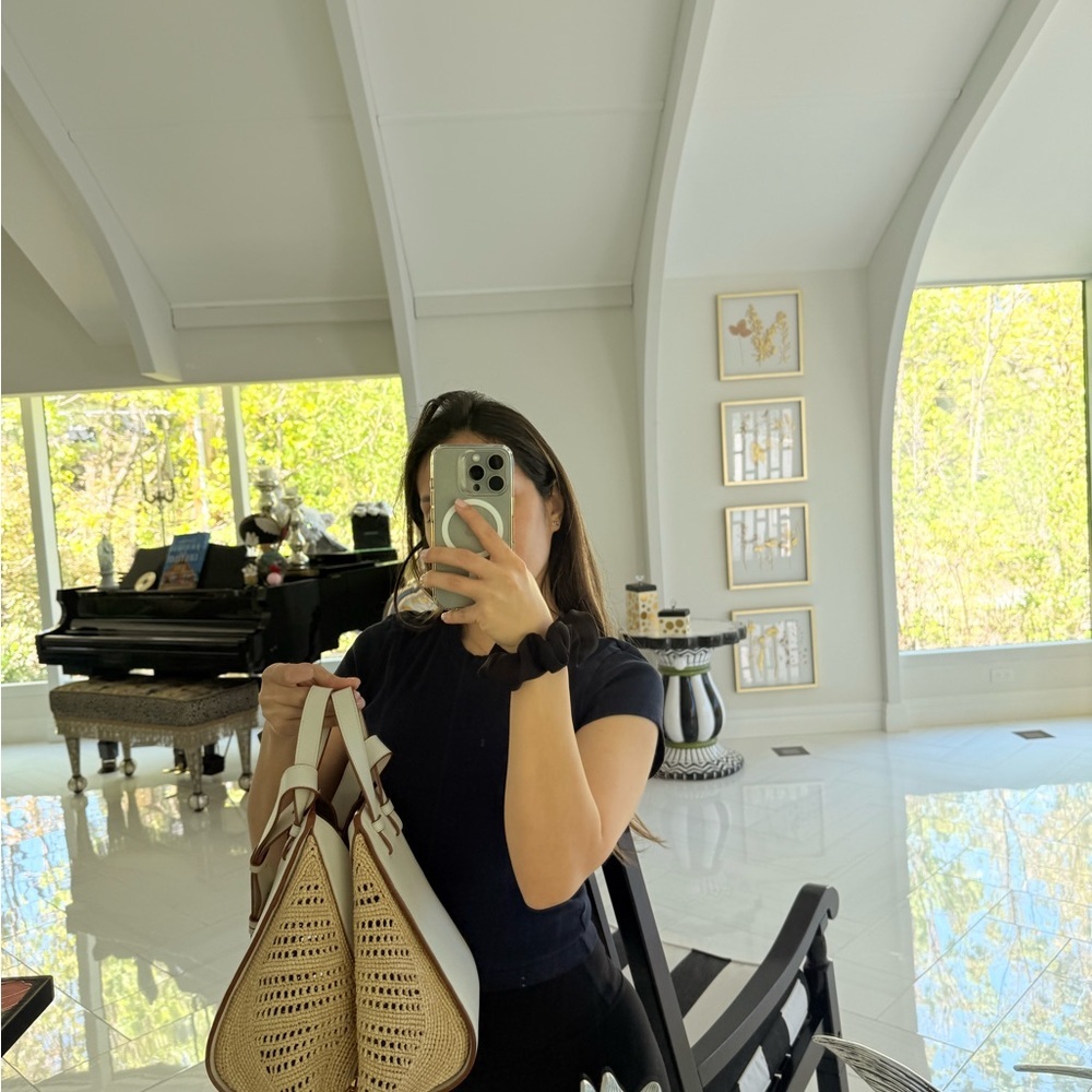 Loewe Hammock Bag, Raffia and White Leather - Picture 12 of 17